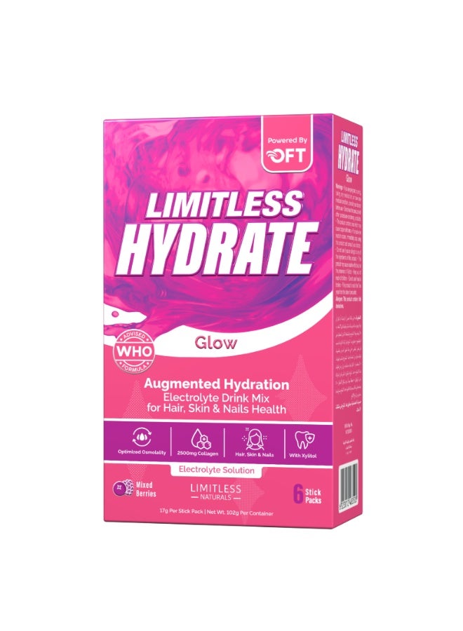 Limitless Hydrate Glow – 6 Sachets – Electrolyte & Mineral Replenishment Supplement